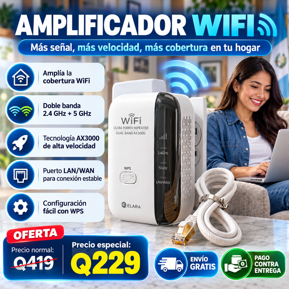 Amplificador WiFi – ¡Más Señal y Mejor Cobertura en Todo Tu Hogar!
