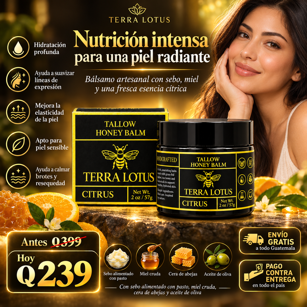 Tallow Honey Balm Terra Lotus – Fórmula Simple para una Piel Visiblemente Más Suave