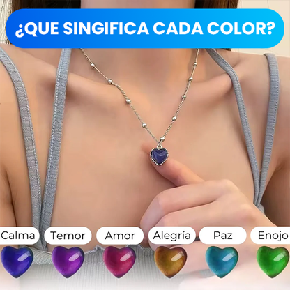 Magic Color-Changing Mood Necklace, Hypoallergenic Stainless Steel Heart Pendant